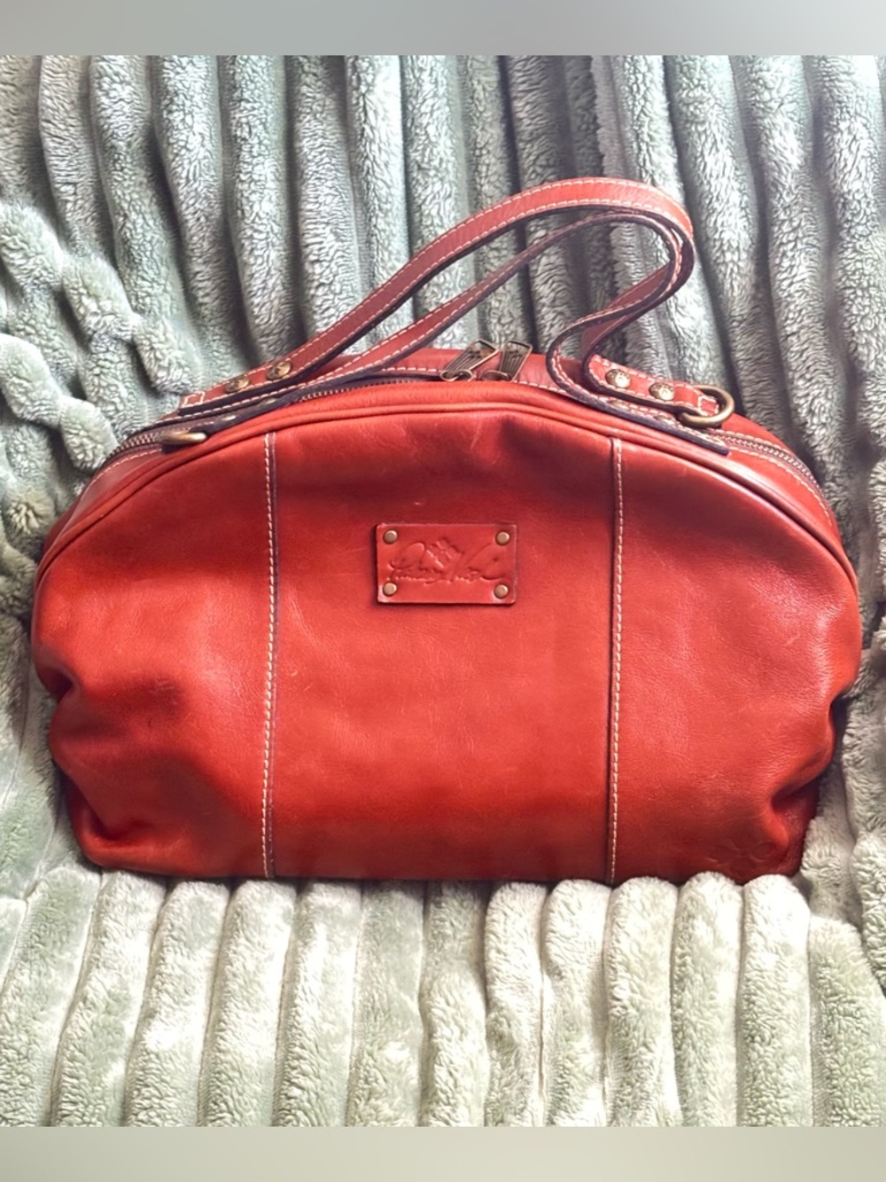 PATRICIA NASH, FIORA DOME COGNAC LEATHER SATCHEL/CROSSBODY BAG